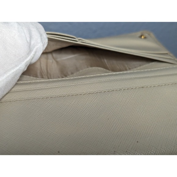 Prada Saffiano Leather Long Bifold Wallet Off White Authentic - Picture 8 of 16